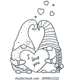 Valentine gnome coloring page images stock photos d objects vectors