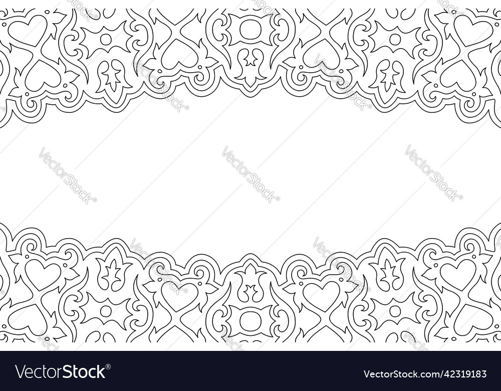 Valentine coloring book art with vintage border vector image