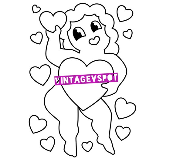 Vintage valentine coloring sheet adult and children coloring sheet