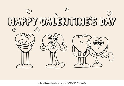 Set funny retro love illustration vector stock vector royalty free
