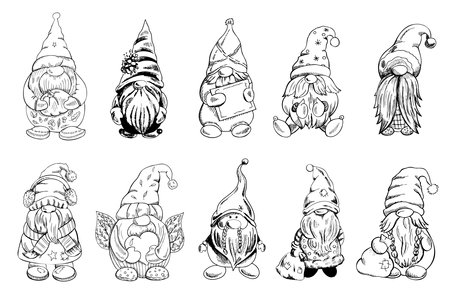 Gnomes coloring page stock photos and images