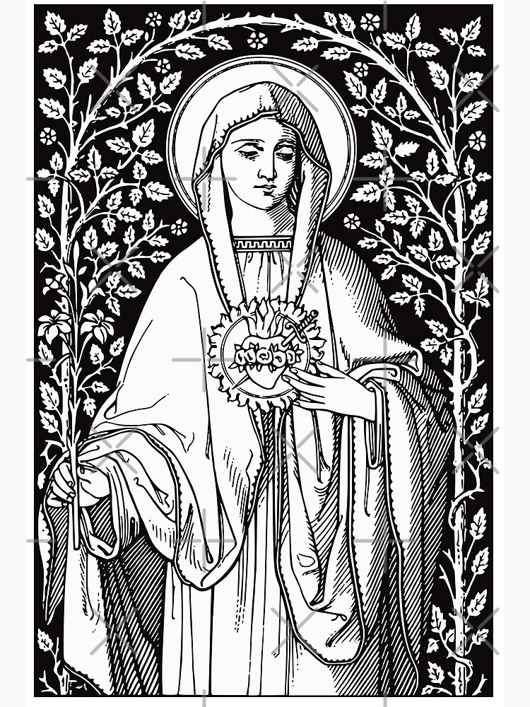 Vintage virgin mary catholic art board print for sale by beltschazar