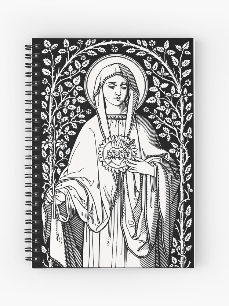 Vintage virgin mary catholic spiral notebook for sale by beltschazar