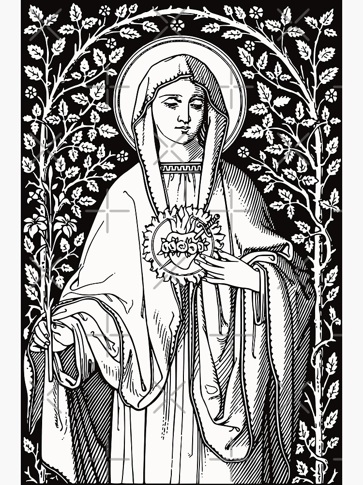 Vintage virgin mary catholic postcard for sale by beltschazar