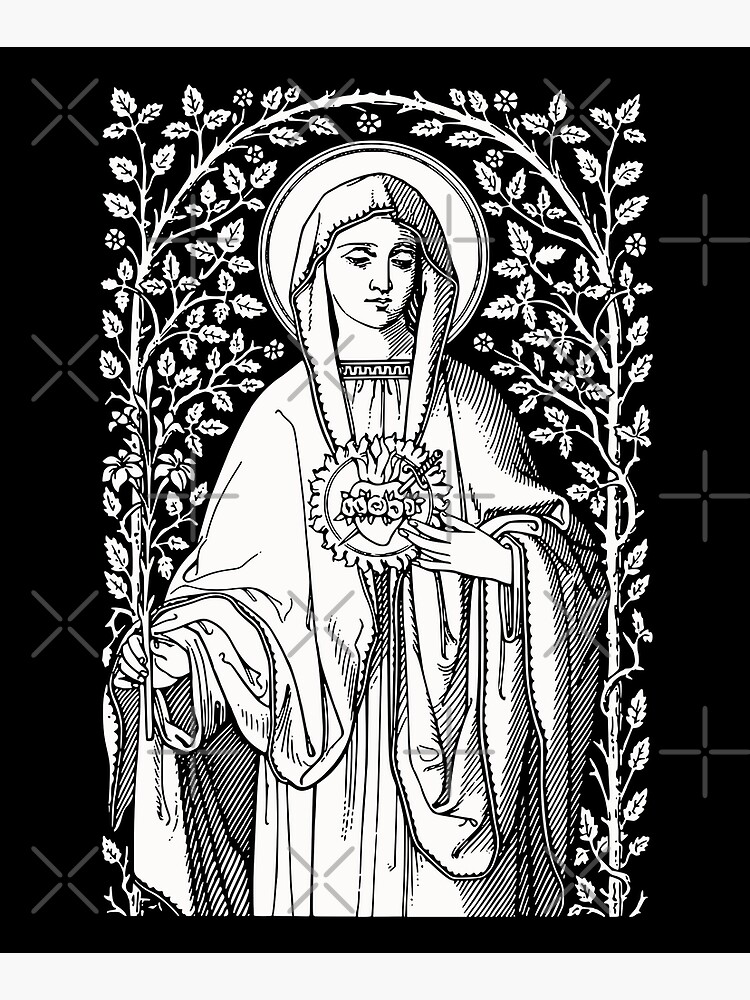 Vintage virgin mary catholic mounted print for sale by beltschazar