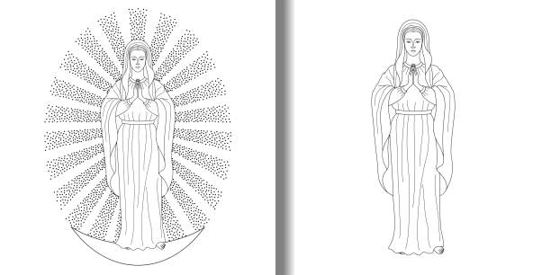 Mary mother god drawing stock illustrations royalty