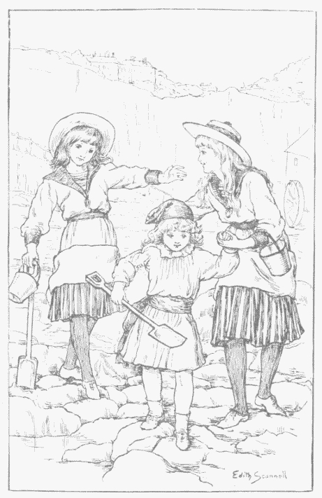 Visiting the beach a vintage coloring page