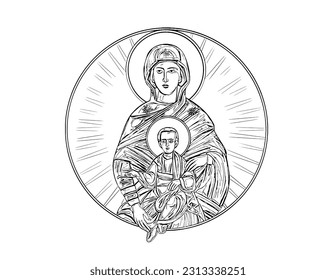 Orthodox icon holy mother god mother stock vector royalty free