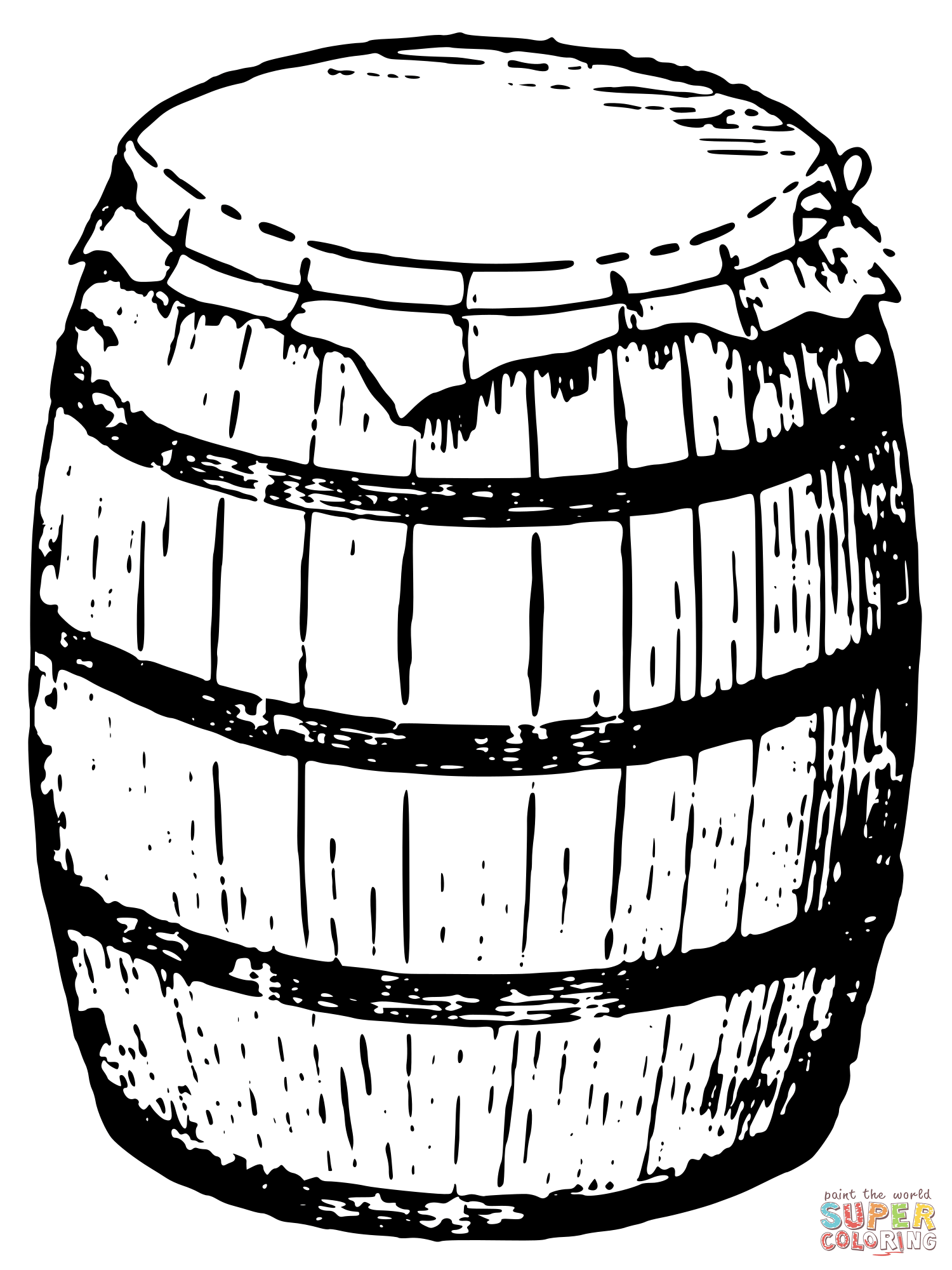 Vintage simple wooden barrel coloring page free printable coloring pages