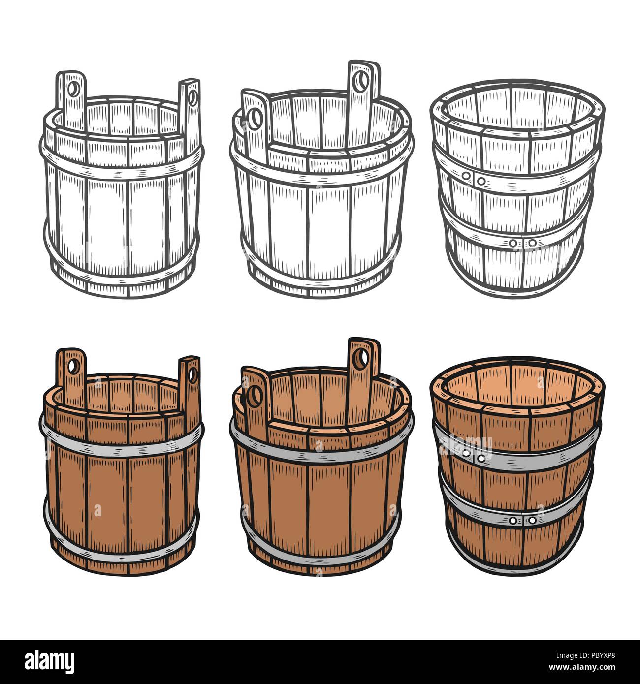 Alcohol wooden barrels stock vector images