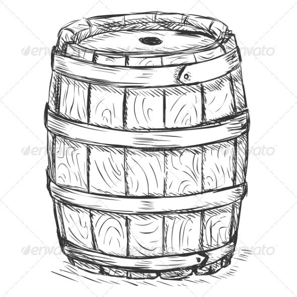 Old wooden barrel wooden barrel barrel sketches