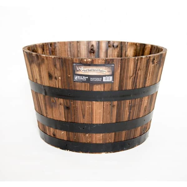 In dia x in h burnt acacia wood whiskey barrel g