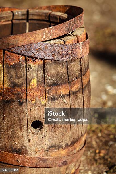 Color picture of a wooden broken barrel stock photo