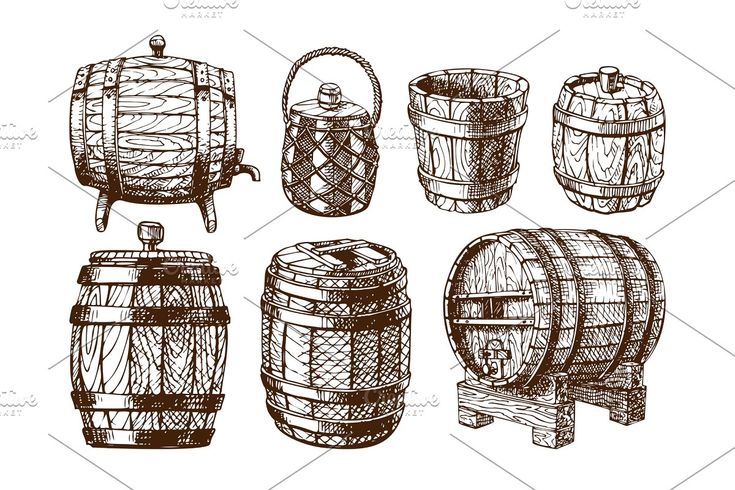 Wooden barrel vintage old hand drawn wooden barrel how to draw hands old hands