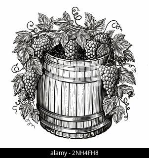 Winemaking wine storage concept old wooden alcohol barrel dark wine cellar background copy space d illustration stock photo