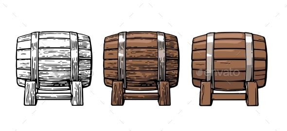 Wooden barrel color vtage engravg and flat wooden barrel barrel vtage