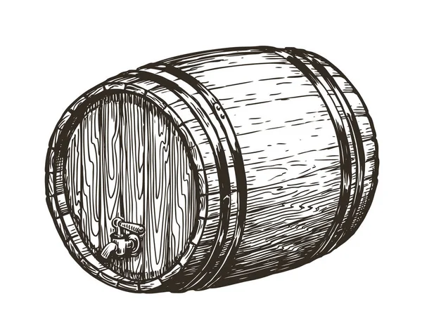 Wooden barrel faucet sketch hand drawn vintage vector stock vector by sergeypykhonin