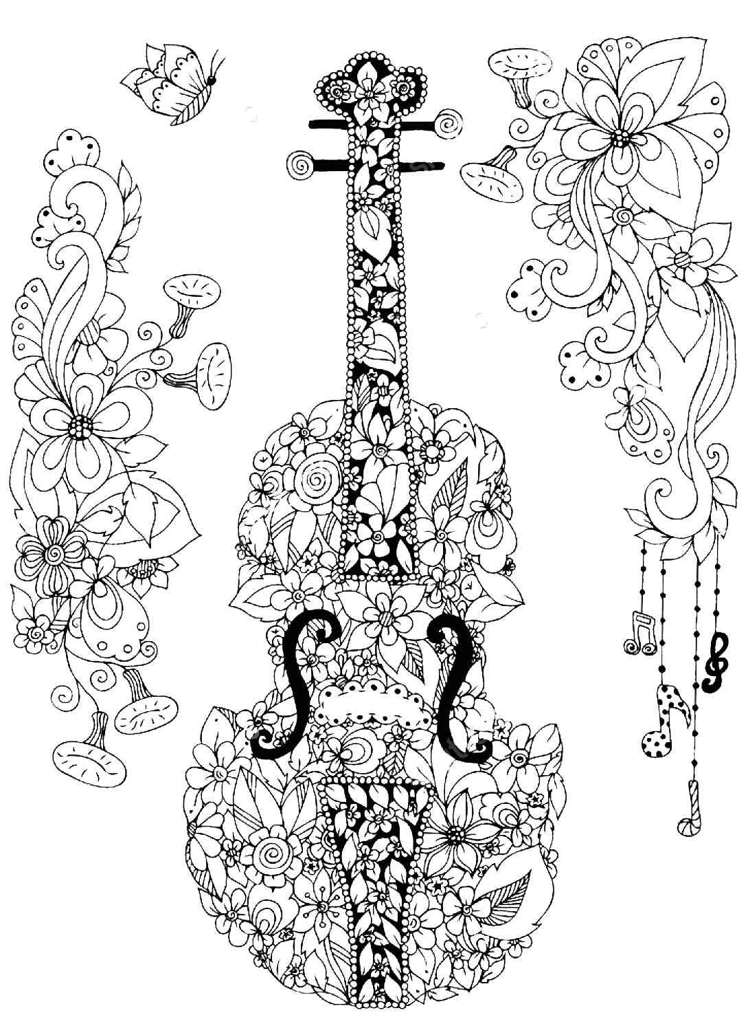 Violin coloring pages for adults