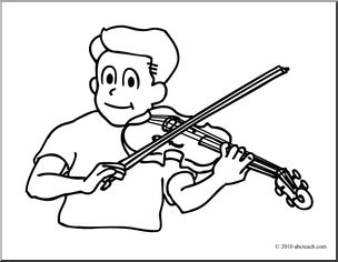 Clip art boy playing violin coloring page i