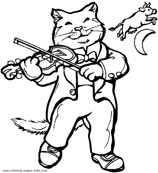 Cat playing the violin color page free printable coloring sheets for kids
