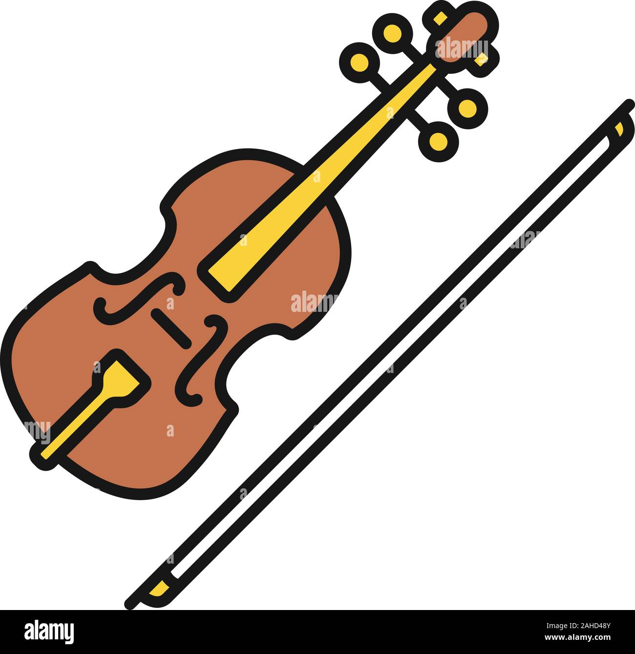 Violin color icon fiddle isolated vector illustration stock vector image art
