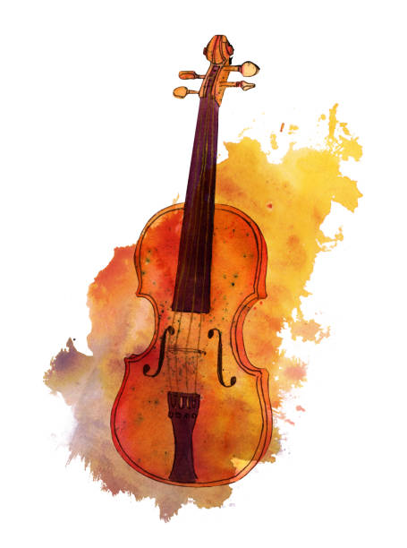Violin in color sketch style stock illustrations royalty