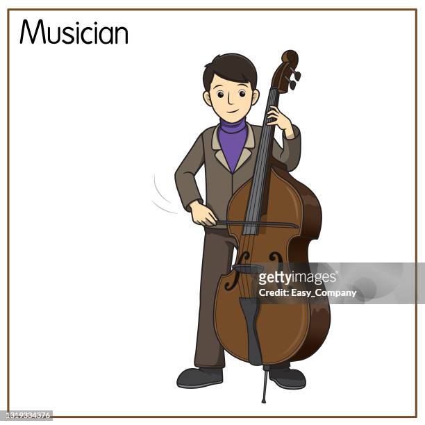 Vector illustration of musician isolated on white background jobs and occupations concept cartoon characters education and school kids coloring page printable activity worksheet flashcard high
