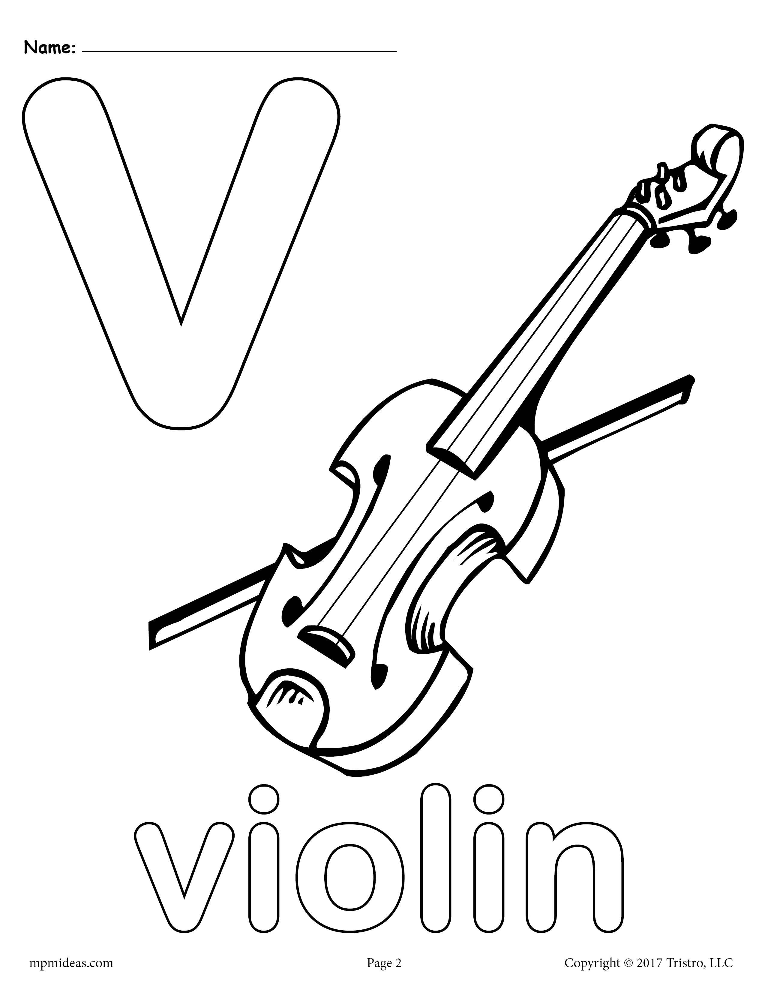 Letter v alphabet coloring pages