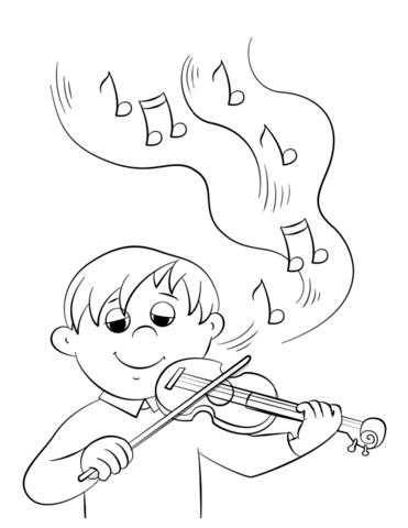 Cute boy playing violin coloring page free printable coloring pages
