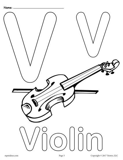 Letter v alphabet coloring pages