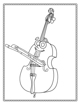 Musical instrument characters coloring pages by peppermint puzzles