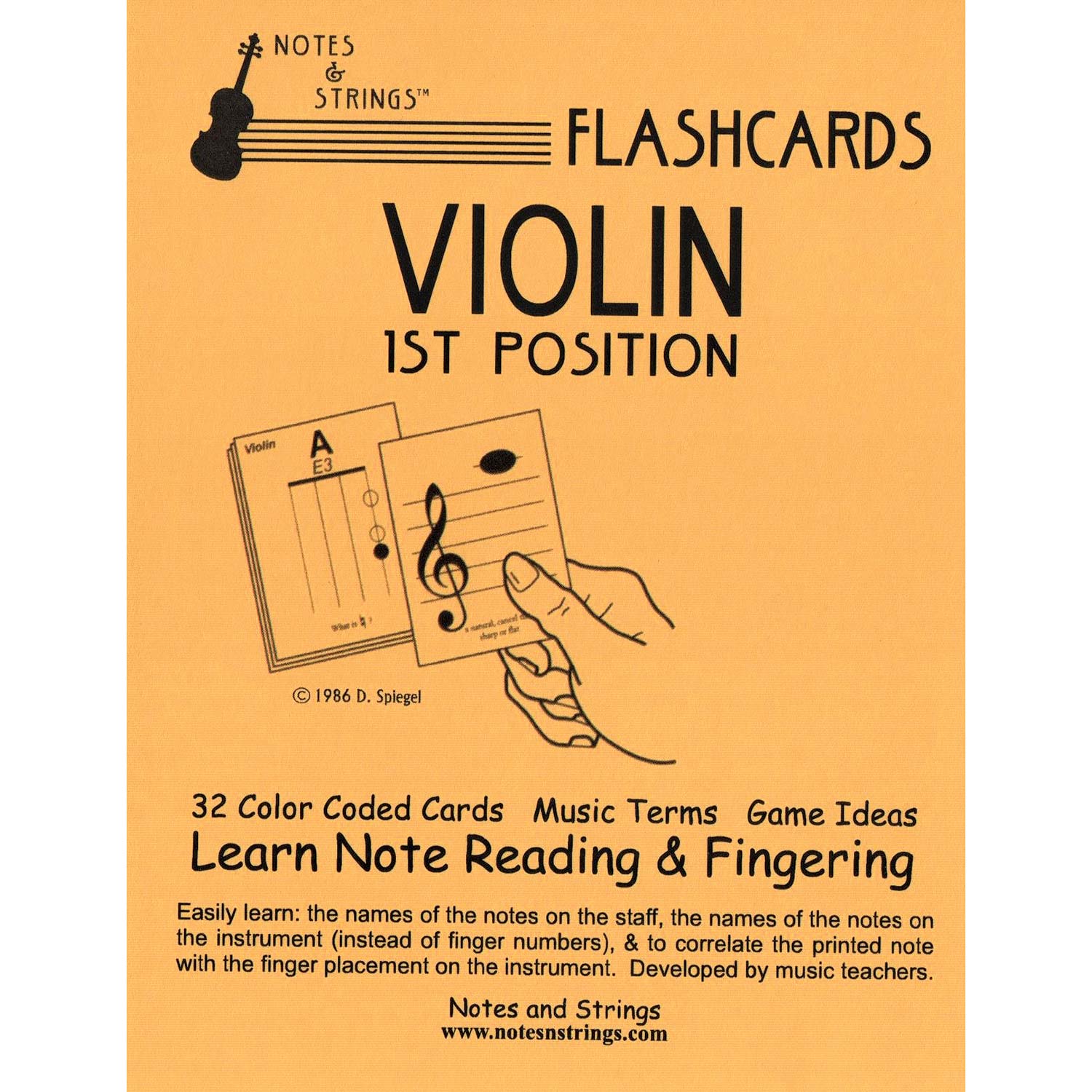 Violin st position regular size unlaminated flashcard johnson string instrument