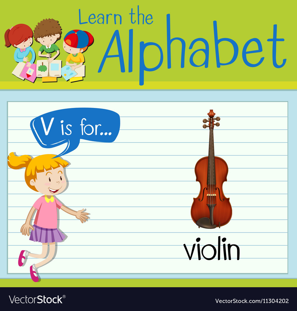 Flashcard letter v is for violin royalty free vector image