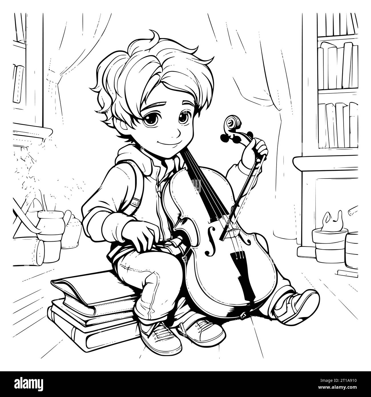 Violin kid stock vector images