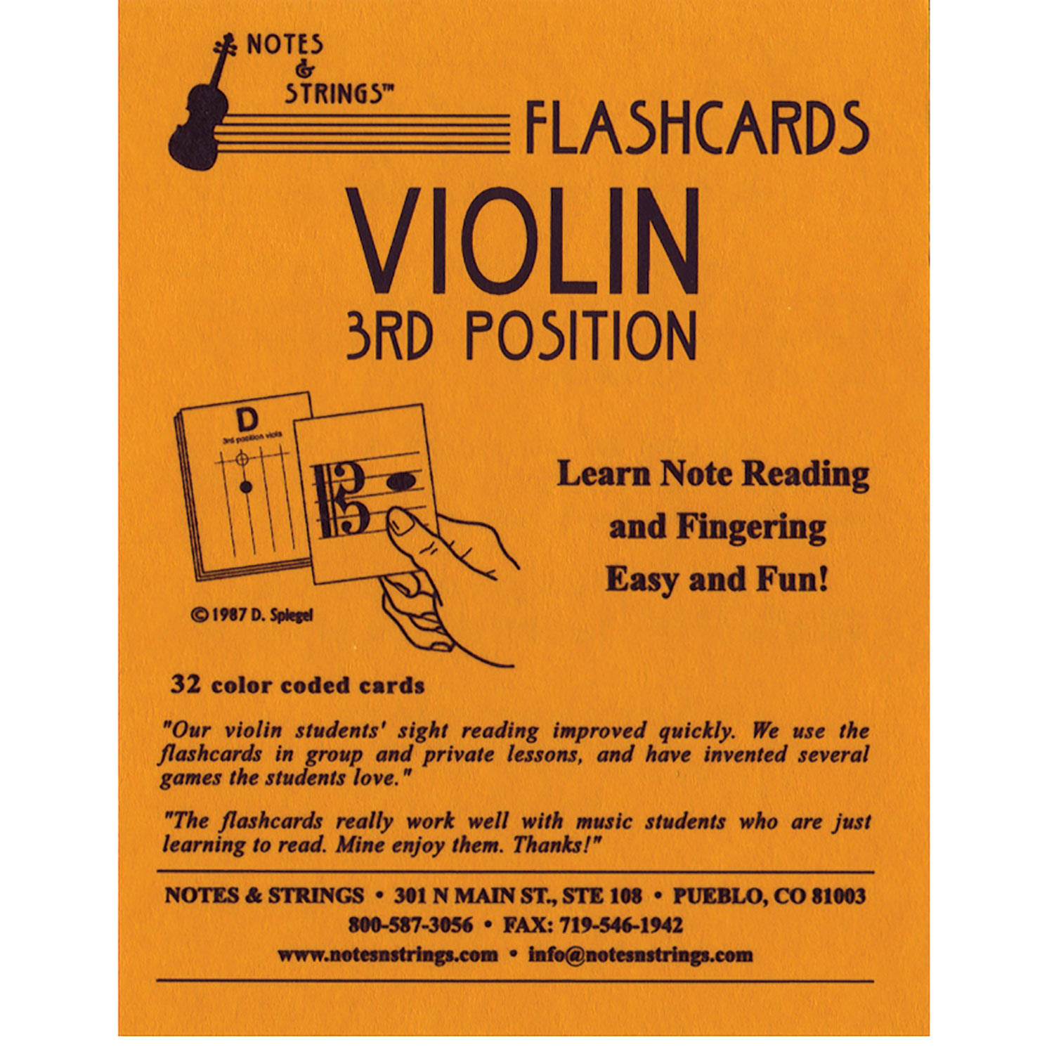 Violin rd position regular size unlaminated flashcard johnson string instrument