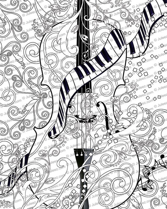 Printable coloring posters adult coloring page set of violin art coloring posters line art instant download by juleez
