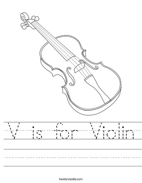 V is for violin worksheet