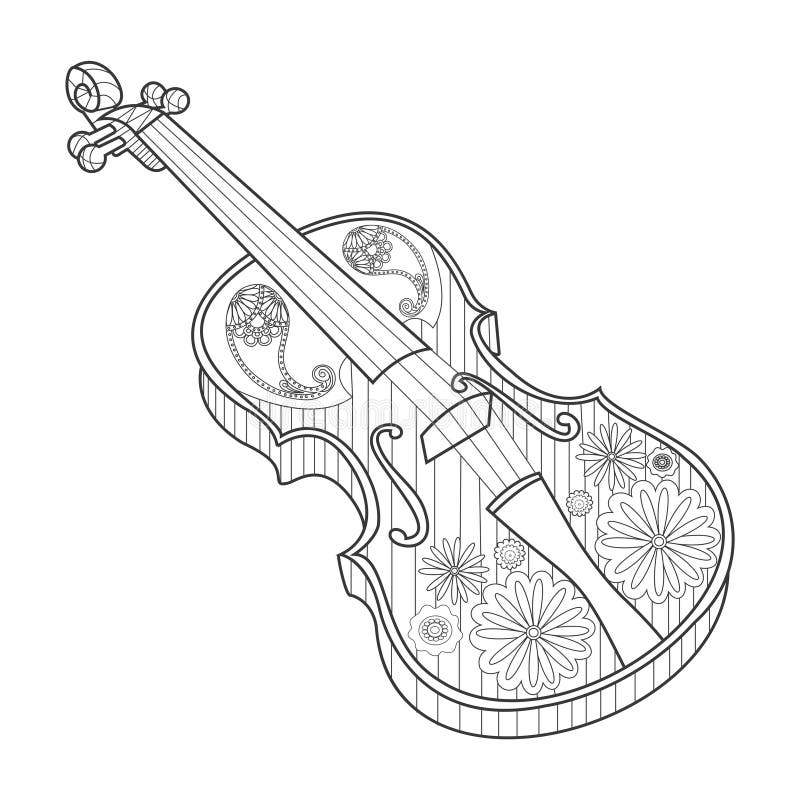 Coloring for adults violin vector illustration stock vector