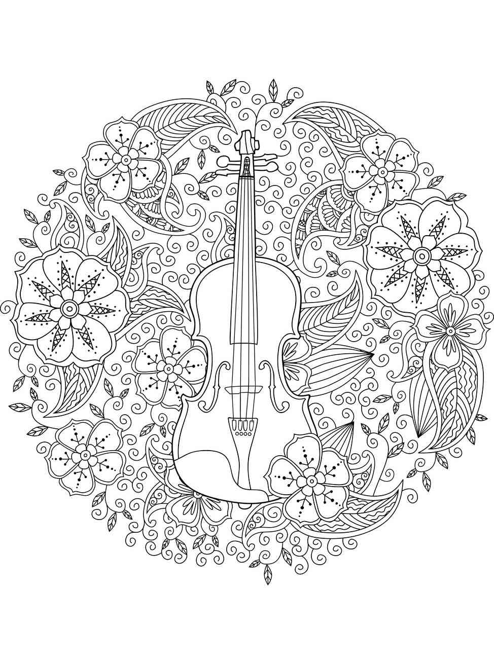 Violin coloring pages for adults
