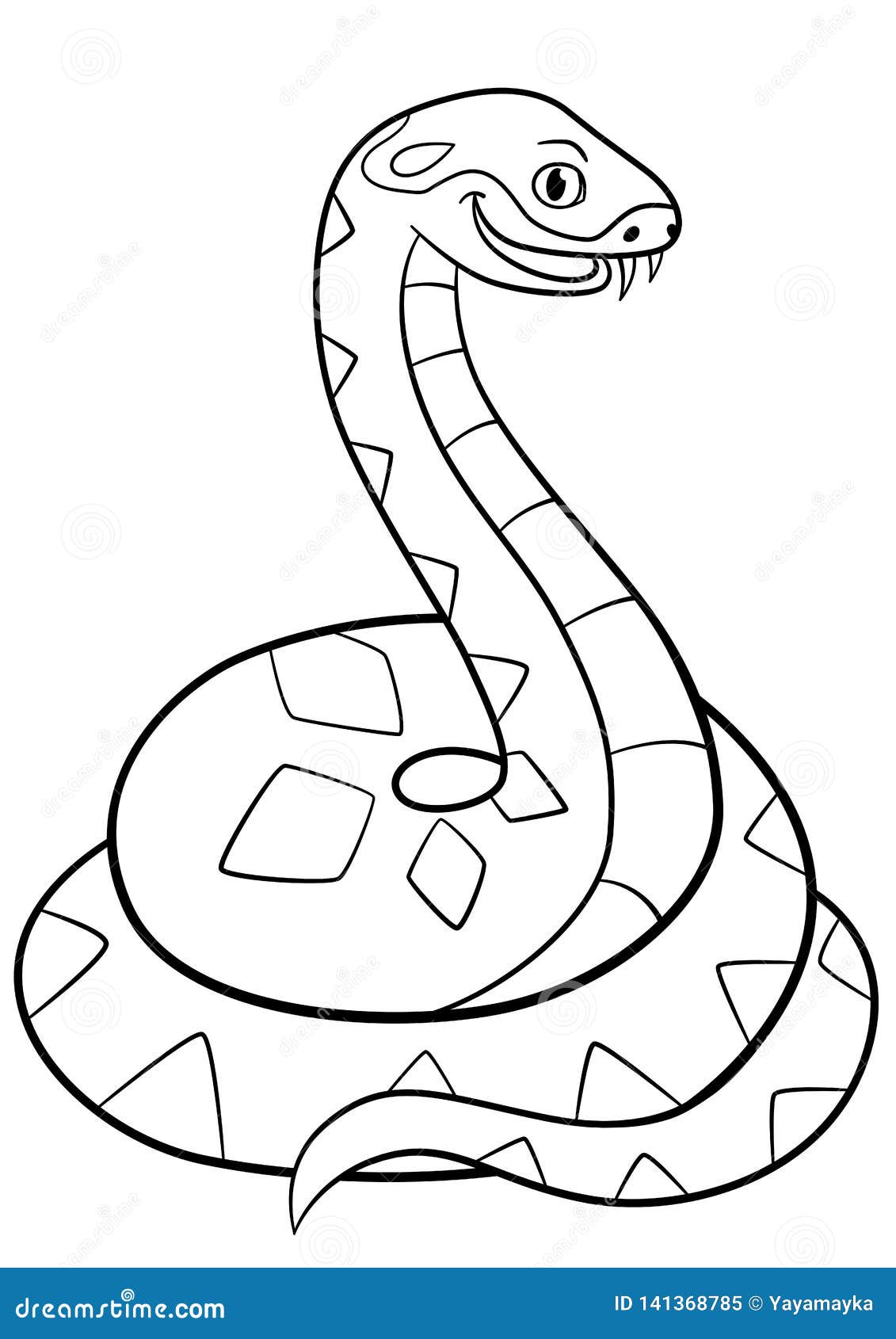 Coloring pages little cute viper smiles stock vector