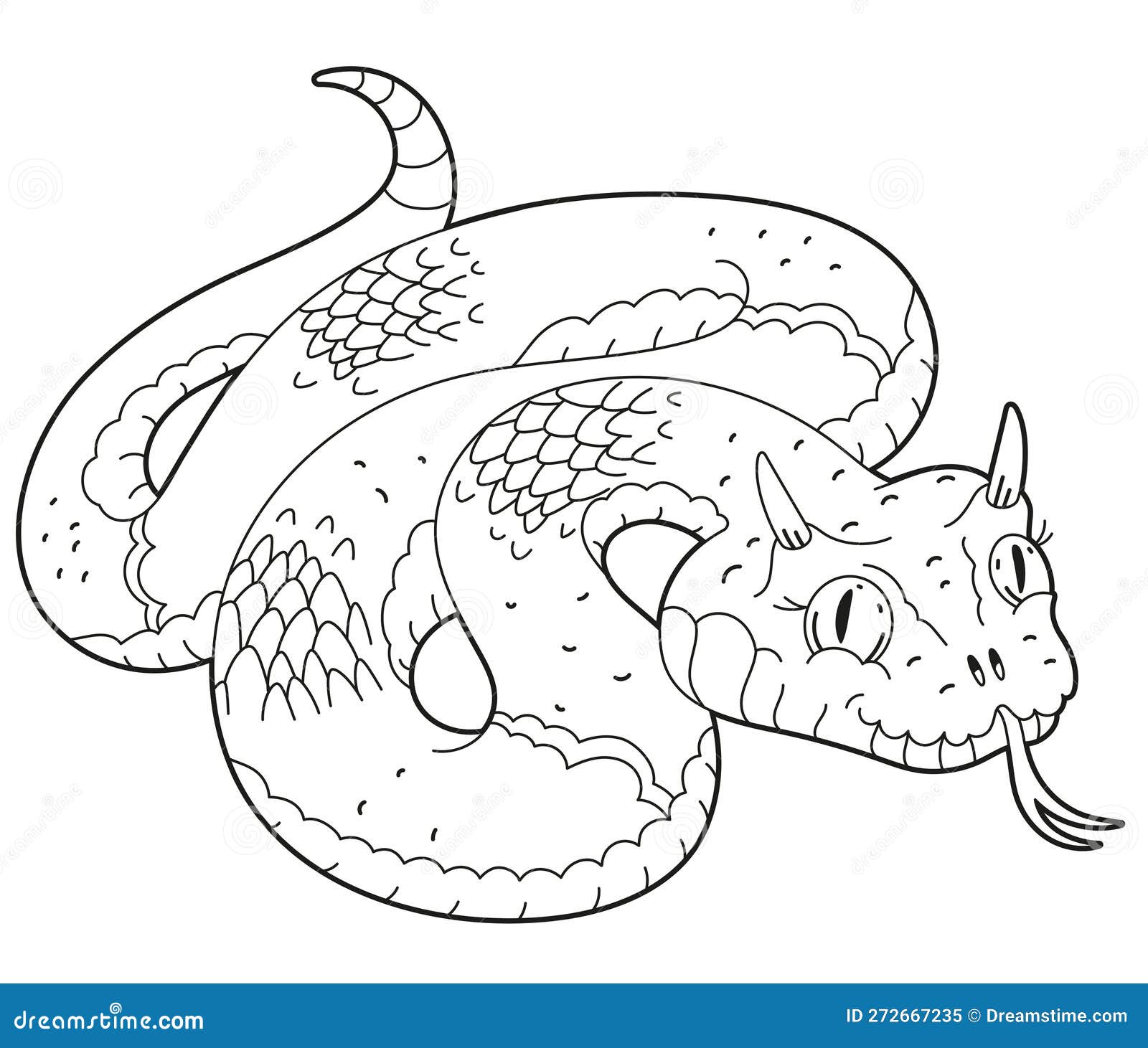 Children s coloring book cute desert animal character snake horned viper stock vector