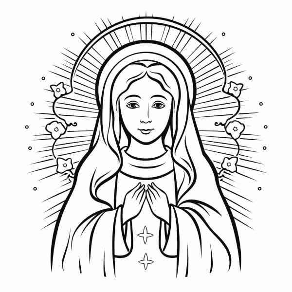 Dibujos de la virgen marãa para colorear