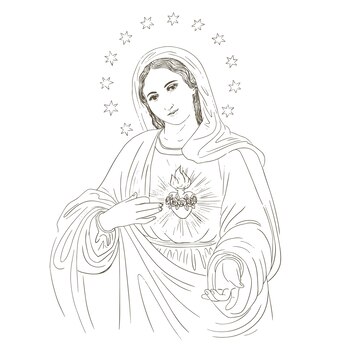 Premium vector immaculate heart of mary illustration