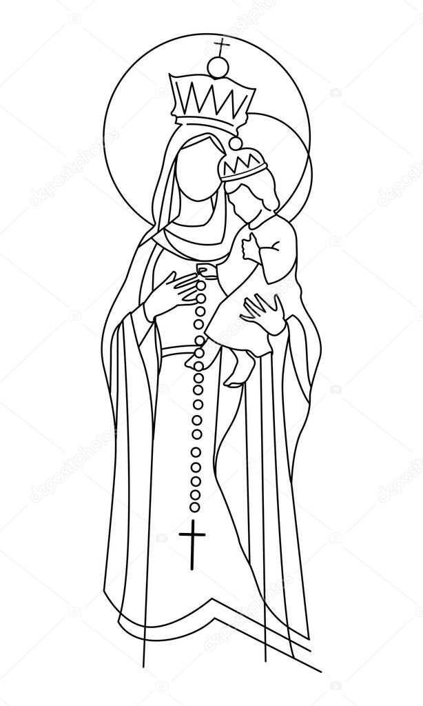 Ilustraciãn vectorial dibujo nuestra seãora del rosario virgen marãa vector de stock de bernardojbp