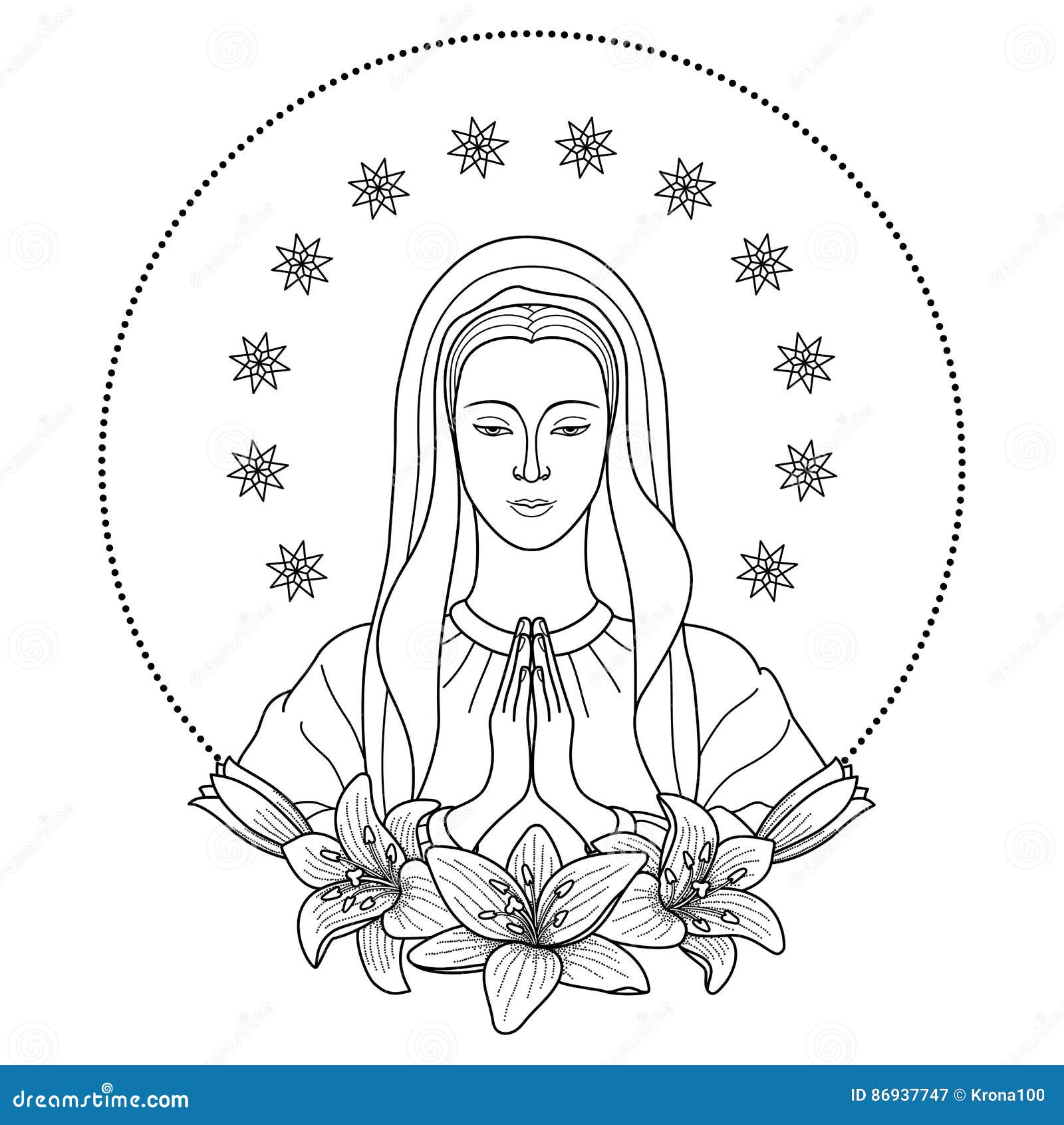 Praying virgin mary stock vector illustration of mary