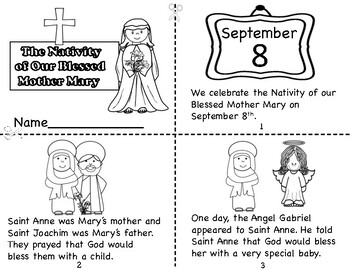 The nativity of our blessed mother mary mini book and coloring pages