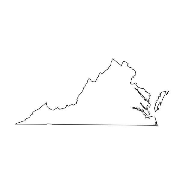 Virginia state of usa solid black outline map of country area simple flat vector illustration stock illustration