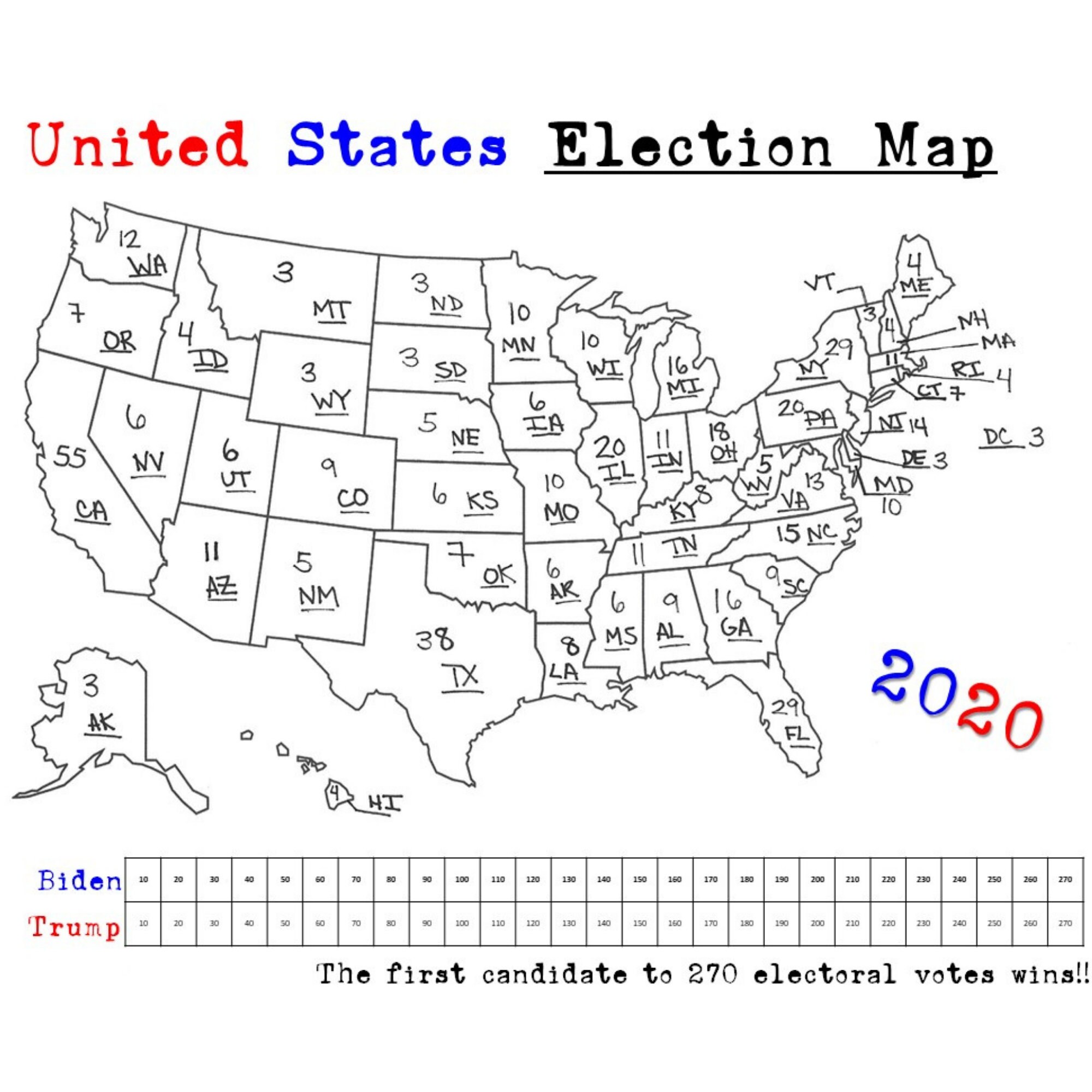 Printable election map results coloring page download now