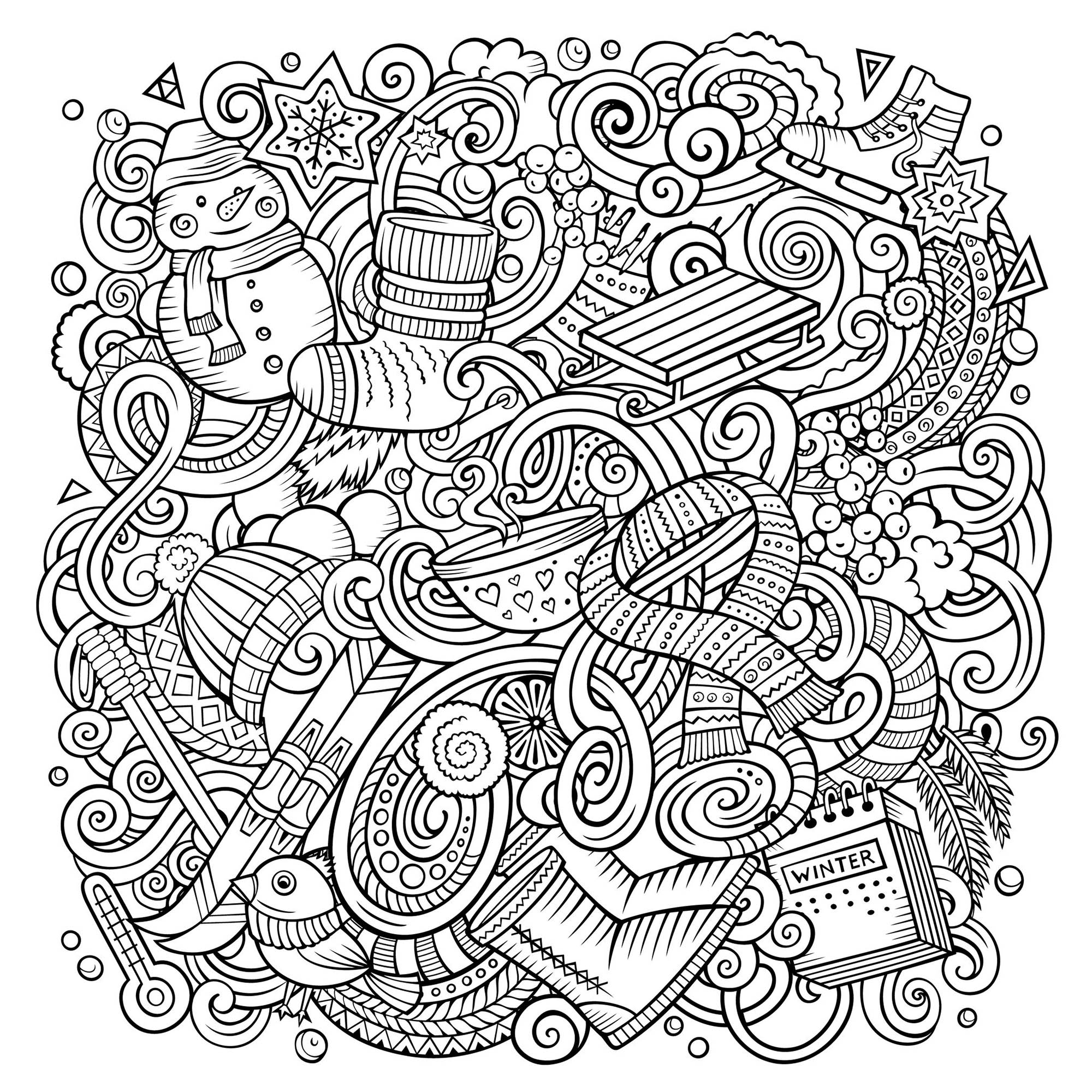 Livro de colorir de natal de inverno para crianãas desenho desenho para colorir natal