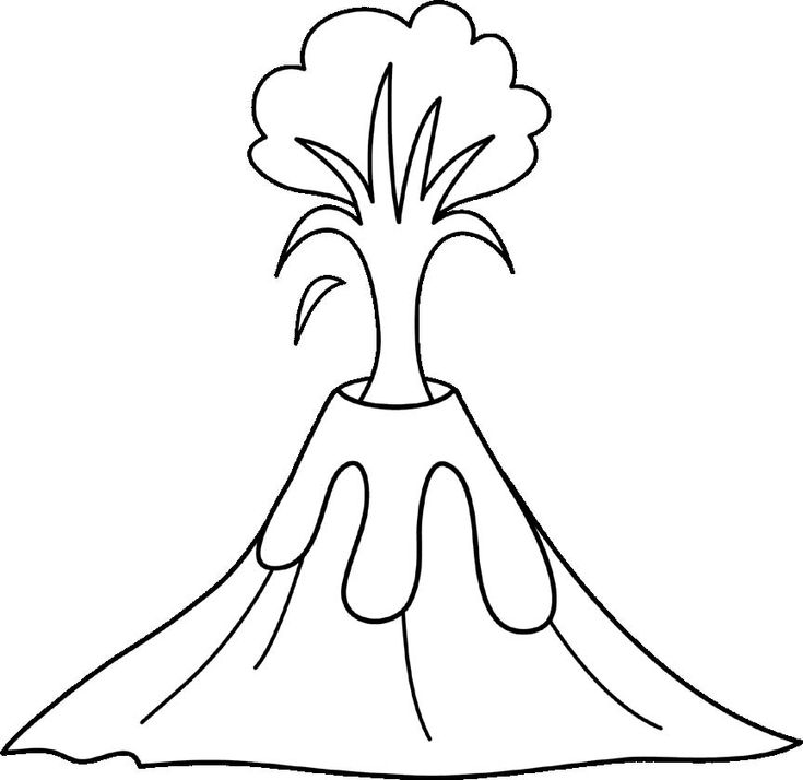 Black and white volcano clipart